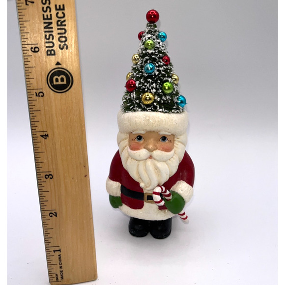 Retro Christmas Santa Holding Candy Cane Bottle Brush Tree Head Ho Ho Ho Holiday - Picture 16 of 16